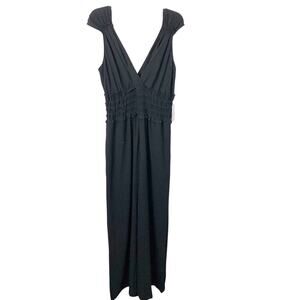 Max Studio NWT Women's Black Cap Sleeve Wide Legged Smocked Waist Jumpsuit XL